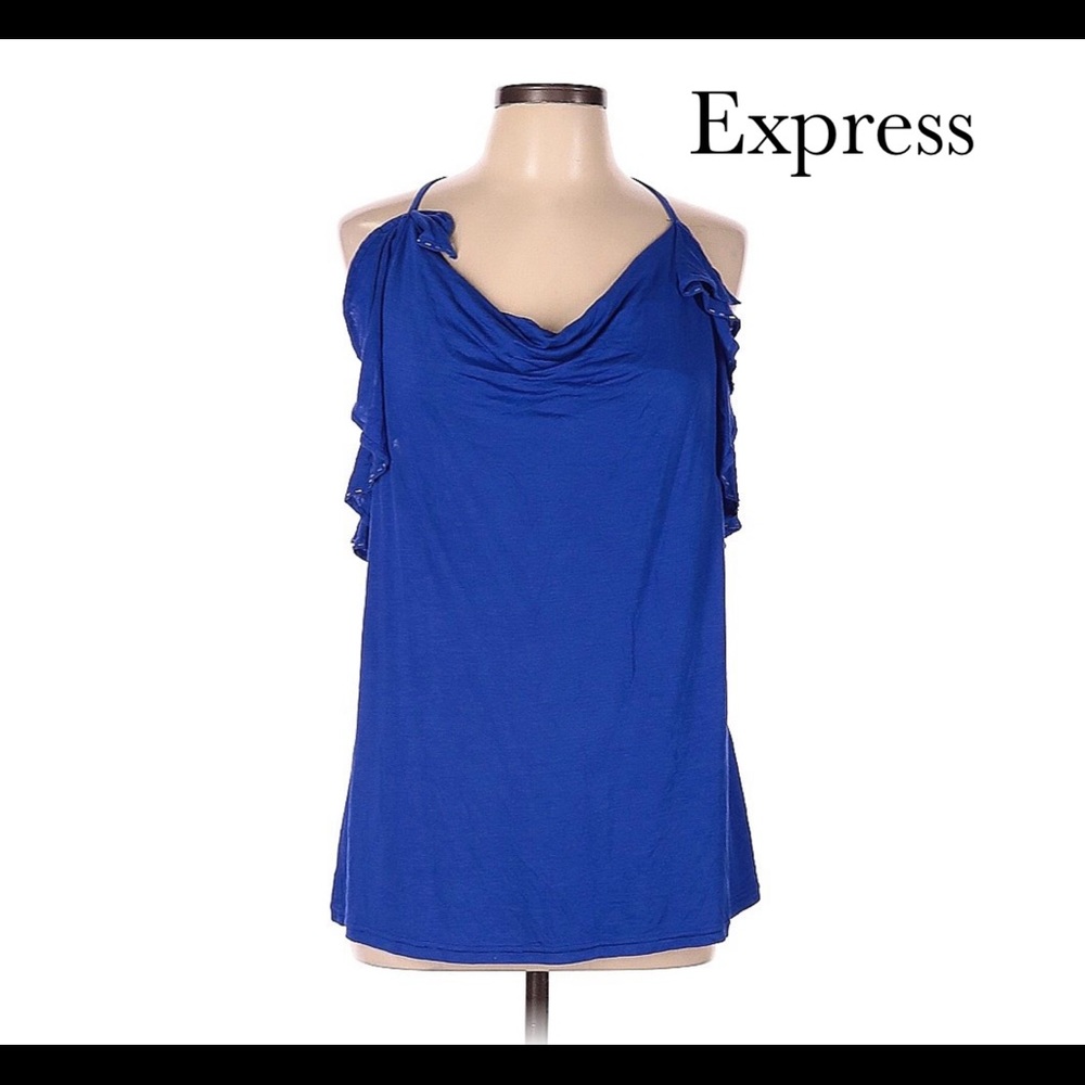 Express royal blue ruffles top